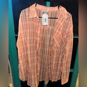 Orange pink NEW button down